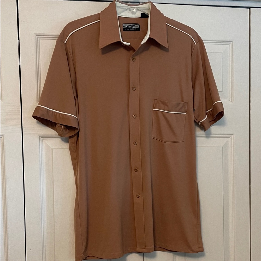 Vintage Bowling, Soprano’s Tan Short Sleeve Shirt with White Trim